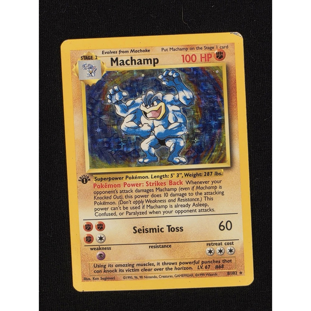 Pokemon Machamp 8/102 Holo RARE Fossil Set Stage 2 Trading Card‎ 1999